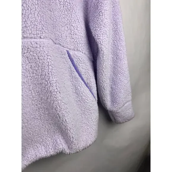 Athleta Girl Hooded Sherpa Pullover, Lavender Purple Fleece Cozy Kangaroo Pocket - Picture 3 of 16